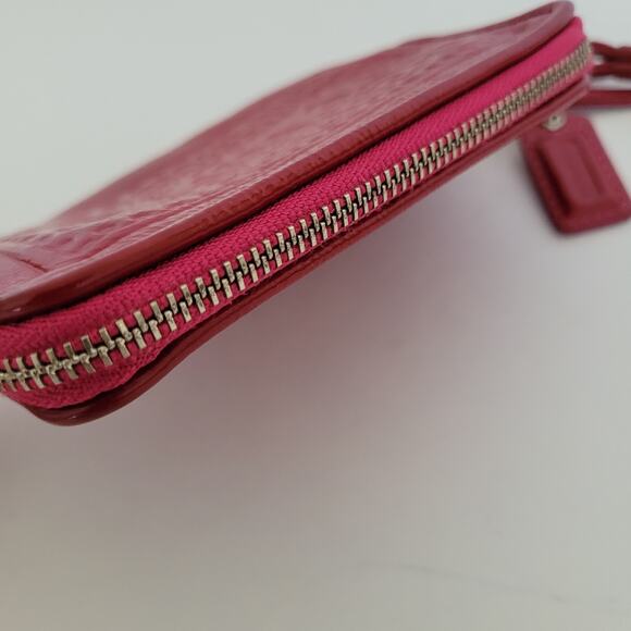 Coach Poppy Corner Small Bag Wristlet Red Wallet Card Zip Pouch Patent Leather - Picture 3 of 9